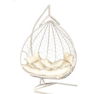 Подвесное кресло-кокон DUBLIN белый кокон + бежевая подушка Подвесное кресло-кокон DUBLIN белый кокон + бежевая подушка