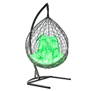 Подвесное кресло-кокон Liverpool черный кокон + зеленая подушка Подвесное кресло-кокон Liverpool черный кокон + зеленая подушка